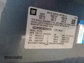 2014 Chevrolet Silverado 1500 LTZ with VIN 1GCVKSEC0EZ302826, listed as a Copart auction lot 53662325 with 62,416 mi miles and Salvage Title. Bid and sale history available at DreamBid. Image 12.