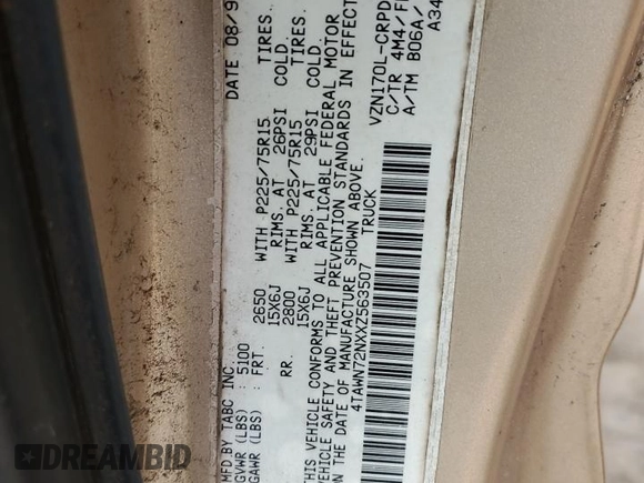 1999 Toyota Tacoma with VIN 4TAWN72NXXZ563507, listed as a Copart auction lot 49888575 with 387,818 mi miles and Salvage title. Bid and sale history available at DreamBid. Image 12.