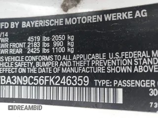 2015 BMW 4 Series 428i xDrive z VIN WBA3N9C56FK246359, wystawiony jako IAAI lot #39911529 z przebiegiem 137 494 mil mil oraz . Historia ofert i sprzedaży dostępna na DreamBid. Obrazek 9.