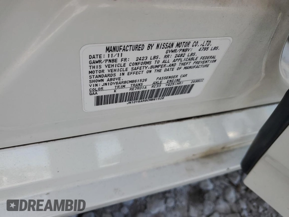 2012 Infiniti G25 x z VIN JN1DV6AR8CM861526, wystawiony jako Copart lot #50484625 z przebiegiem Nie podano mil oraz Szkoda całkowita • Salvage title. Historia ofert i sprzedaży dostępna na DreamBid. Obrazek 14.