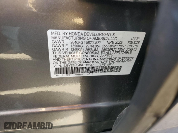 2024 Acura MDX w/A-Spec Package with VIN 5J8YE1H04RL019730, listed as a Copart auction lot 48106455 with 0 mi miles and Salvage Title. Bid and sale history available at carsss.com. Image 13.