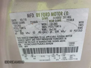 2010 Ford Escape XLT с VIN 1FMCU0D75AKC30529, выставлен на аукционе IAAI как лот 41618067 с пробегом 153 637 миль миль и . История ставок и продаж доступна на DreamBid. Изображение 9.