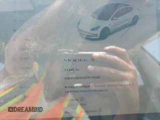 2023 Tesla Model 3 с VIN 5YJ3E1EA3PF575985, выставлен на аукционе Copart как лот 56001075 с пробегом 54 640 миль миль и Списание • Salvage title. История ставок и продаж доступна на DreamBid. Изображение 9.