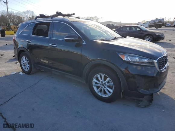 2019 Kia Sorento LX V6 with VIN 5XYPG4A59KG445362, listed as a Copart auction lot 47256895 with 76,403 mi miles and Salvage Title. Bid and sale history available at carsss.com. Image 4.