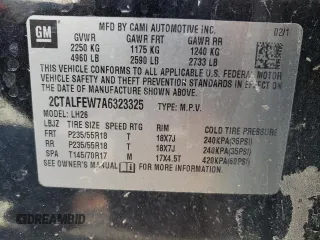 2010 GMC Terrain SLT-1 with VIN 2CTALFEW7A6323325, listed as a Copart auction lot 84286704 with 225,246 mi miles and Salvage title. Bid and sale history available at DreamBid. Image 16.