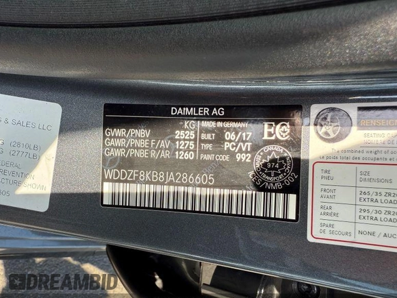 2018 Mercedes-Benz E-Class AMG E 63 S with VIN WDDZF8KB8JA286605, listed as a IAAI auction lot 42166486 with 53,430 mi miles. Bid and sale history available at carsss.com. Image 9.