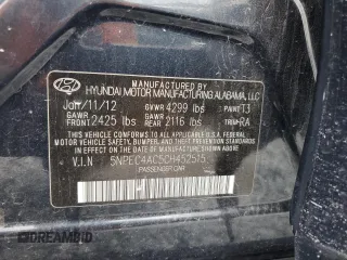 2012 Hyundai Sonata SE z VIN 5NPEC4AC5CH452515, wystawiony jako Copart lot #60095885 z przebiegiem 269 241 mil mil oraz Szkoda całkowita • Salvage title. Historia ofert i sprzedaży dostępna na DreamBid. Obrazek 13.