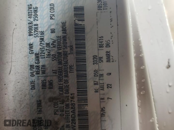 2008 Ford Econoline Cargo Commercial with VIN 1FTNE24W28DA88751, listed as a Copart auction lot 42938085 with 234,429 mi miles and Salvage Title. Bid and sale history available at DreamBid. Image 12.