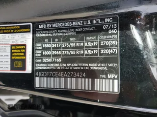 2014 Mercedes-Benz GL-Class GL 450 with VIN 4JGDF7CE4EA273424, listed as a Copart auction lot 45784315 with 163,829 mi miles and Clean Title. Bid and sale history available at carsss.com. Image 13.