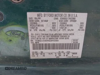 1999 Ford Explorer XLT с VIN 1FMZU34E9XZB92586, выставлен на аукционе IAAI как лот 42157826 с пробегом 261 550 миль миль и . История ставок и продаж доступна на DreamBid. Изображение 9.