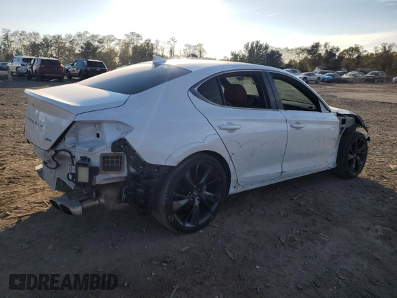 2023 Genesis G70 2.0T with VIN KMTG34TA1PU134120, listed as a Copart auction lot 77657374 with 12,024 mi miles and Salvage Title. Bid and sale history available at DreamBid. Image 3.