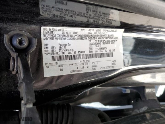 2014 Ford Focus SE with VIN 1FADP3K24EL284676, listed as a Copart auction lot 50274105 with 111,215 mi miles and Salvage Title. Bid and sale history available at carsss.com. Image 14.
