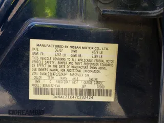 2007 Nissan Altima S with VIN 1N4AL21E47C232424, listed as a IAAI auction lot 42234126 with 184,828 mi miles and . Bid and sale history available at DreamBid. Image 9.