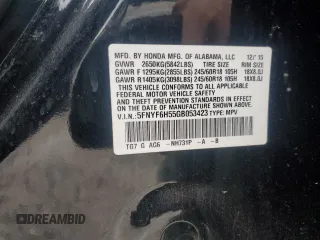 2016 Honda Pilot EX-L with VIN 5FNYF6H55GB053423, listed as a Copart auction lot 50523045 with 155,959 mi miles and Salvage Title. Bid and sale history available at carsss.com. Image 14.