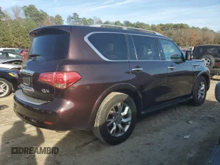 2012 Infiniti QX56 8-passenger with VIN JN8AZ2NC5C9317964, listed as a Copart auction lot 81975304 with 163,819 mi miles and Salvage Title. Bid and sale history available at carsss.com. Image 3.