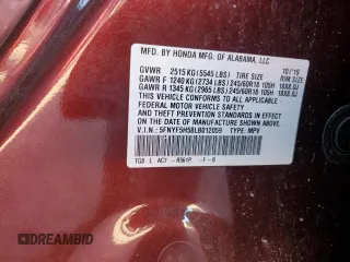 2020 Honda Pilot EX-L with VIN 5FNYF5H58LB012059, listed as a Copart auction lot 45665915 with 39,835 mi miles and Salvage Title. Bid and sale history available at carsss.com. Image 13.