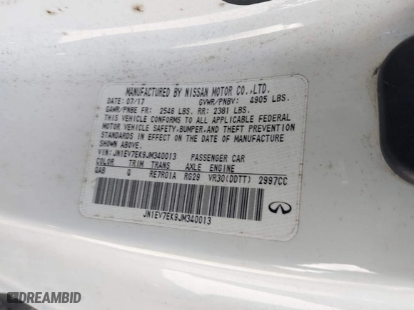2018 Infiniti Q60 3.0t LUXE with VIN JN1EV7EK9JM340013, listed as a IAAI auction lot 41640006 with 101,989 mi miles. Bid and sale history available at carsss.com. Image 9.