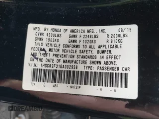 2016 Honda Accord Sedan LX with VIN 1HGCR2F31GA002958, listed as a IAAI auction lot 41907751 with 151,570 mi miles. Bid and sale history available at carsss.com. Image 9.