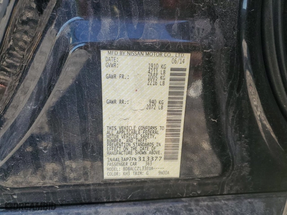 2015 Nissan Altima 2.5 SL with VIN 1N4AL3AP7FN313377, listed as a Copart auction lot 49394365 with 151,614 mi miles and Salvage Title. Bid and sale history available at carsss.com. Image 12.