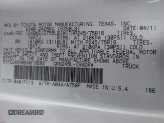 2011 Toyota Tacoma with VIN 5TFUU4EN8BX019682, listed as a IAAI auction lot 41187802 with 114,491 mi miles. Bid and sale history available at carsss.com. Image 9.