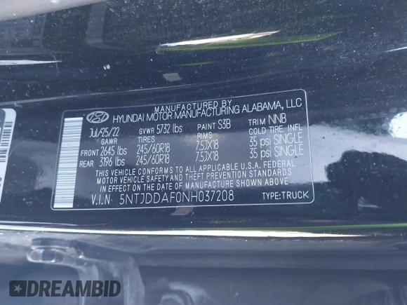 2022 Hyundai Santa Cruz SEL Premium z VIN 5NTJDDAF0NH037208, wystawiony jako IAAI lot #41536366 z przebiegiem 66 096 mil mil oraz . Historia ofert i sprzedaży dostępna na DreamBid. Obrazek 9.