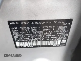 2015 Honda Fit LX with VIN 3HGGK5G52FM764205, listed as a IAAI auction lot 42641420 with 104,783 mi miles and . Bid and sale history available at DreamBid. Image 9.