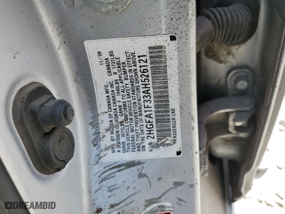 2010 Honda Civic Sdn DX-VP with VIN 2HGFA1F33AH526121, listed as a Copart auction lot 47438955 with 267,712 mi miles and Salvage Title. Bid and sale history available at carsss.com. Image 13.