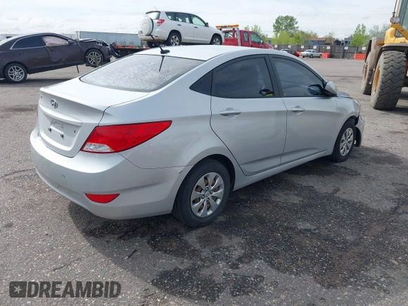 2016 Hyundai Accent SE with VIN KMHCT4AE4GU038514, listed as a IAAI auction lot 42174556 with Not Provided miles and . Bid and sale history available at DreamBid. Image 4.
