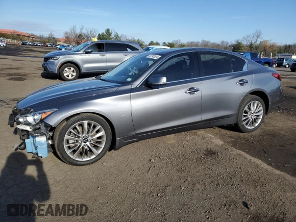 2019 Infiniti Q50 3.0t LUXE with VIN JN1EV7AR0KM593743, listed as a Copart auction lot 83748304 with 70,650 mi miles and Salvage Title. Bid and sale history available at carsss.com. Image 1.
