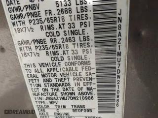 2013 Nissan Murano LE with VIN JN8AZ1MU7DW210986, listed as a IAAI auction lot 42056263 with 190,948 mi miles. Bid and sale history available at carsss.com. Image 9.