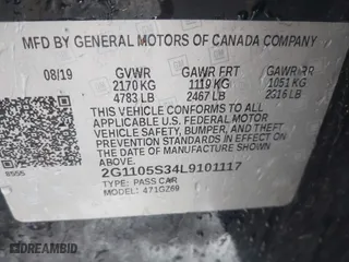 2020 Chevrolet Impala Premier with VIN 2G1105S34L9101117, listed as a IAAI auction lot 41578364 with 111,222 mi miles. Bid and sale history available at carsss.com. Image 9.