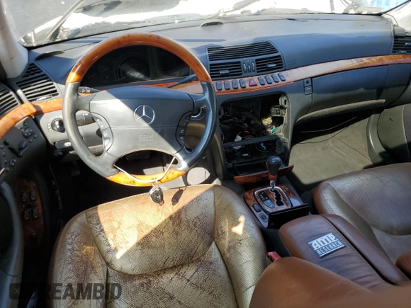 2001 Mercedes-Benz S-Class with VIN WDBNG75J91A206360, listed as a Copart auction lot 44609455 with 0 mi miles and Salvage Title. Bid and sale history available at carsss.com. Image 8.