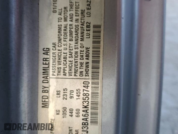 2010 Smart fortwo Pure with VIN WMEEJ3BA6AK358740, listed as a Copart auction lot 76438034 with Not provided miles and Non repairable. Bid and sale history available at DreamBid. Image 13.