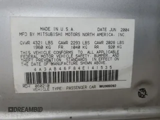 2004 Mitsubishi Galant ES with VIN 4A3AB46F84E141535, listed as a Copart auction lot 44167095 with 160,286 mi miles and Salvage Title. Bid and sale history available at carsss.com. Image 14.