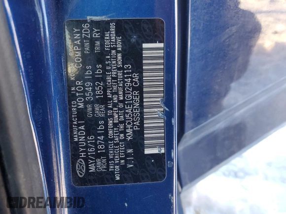 2016 Hyundai Accent Sport with VIN KMHCU5AE1GU294113, listed as a Copart auction lot 41609225 with 159,351 mi miles and Salvage Title. Bid and sale history available at carsss.com. Image 13.