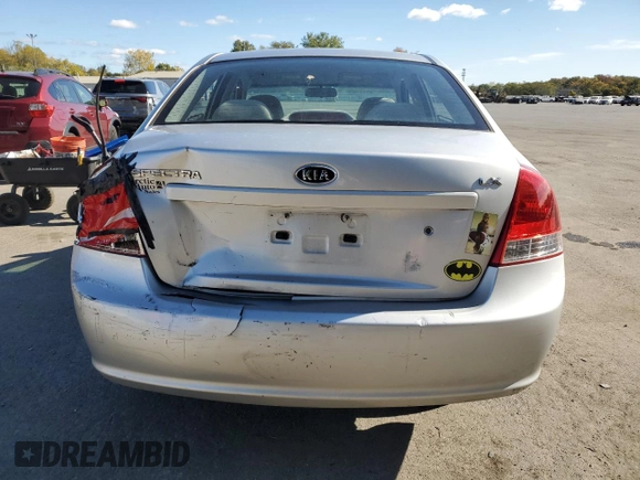 2009 Kia Spectra EX with VIN KNAFE222895603636, listed as a Copart auction lot 75327854 with 169,702 mi miles and Salvage Title. Bid and sale history available at carsss.com. Image 6.