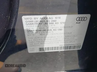 2017 Audi Q5 Premium with VIN WA1C2AFP4HA073034, listed as a IAAI auction lot 42006836 with 68,555 mi miles and . Bid and sale history available at DreamBid. Image 9.
