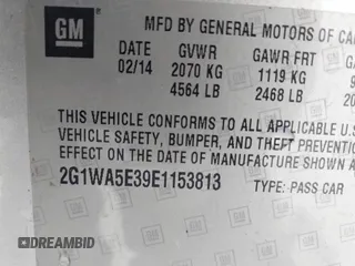 2014 Chevrolet Impala LS with VIN 2G1WA5E39E1153813, listed as a IAAI auction lot 42062409 with 343,418 mi miles and . Bid and sale history available at DreamBid. Image 9.