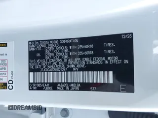 2024 Lexus NX 250 Premium with VIN JTJGDCAZ0R5021297, listed as a IAAI auction lot 40973448 with 6,601 mi miles and . Bid and sale history available at DreamBid. Image 9.