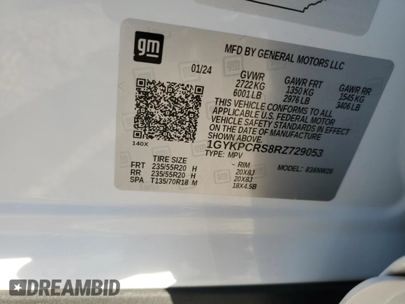 2024 Cadillac XT6 FWD Premium Luxury with VIN 1GYKPCRS8RZ729053, listed as a Copart auction lot 83040574 with 11,435 mi miles and Salvage Title. Bid and sale history available at carsss.com. Image 13.