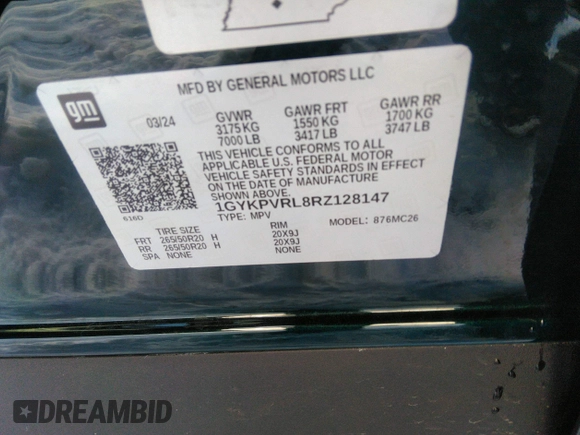 2024 Cadillac LYRIQ z VIN 1GYKPVRL8RZ128147, wystawiony jako IAAI lot #41273392 z przebiegiem 1 927 mil mil oraz . Historia ofert i sprzedaży dostępna na DreamBid. Obrazek 9.
