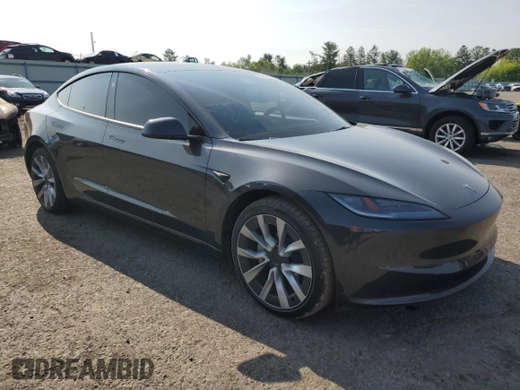 2025 Tesla Model 3 Long Range with VIN 5YJ3E1EB0SF902974, listed as a Copart auction lot 59728245 with 6,398 mi miles and Salvage title. Bid and sale history available at DreamBid. Image 4.