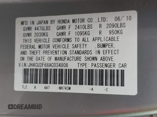 2010 Acura TSX with VIN JH4CU2F68AC034808, listed as a IAAI auction lot 41720791 with 210,397 mi miles. Bid and sale history available at carsss.com. Image 9.