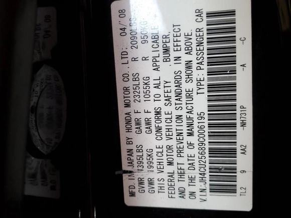 2009 Acura TSX z VIN JH4CU25689C006195, wystawiony jako Copart lot #58194275 z przebiegiem 194 866 mil mil oraz Czysty tytuł • Clean title. Historia ofert i sprzedaży dostępna na DreamBid. Obrazek 12.