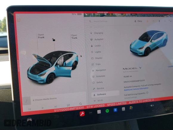 2021 Tesla Model Y Standard Range z VIN 5YJYGDED4MF123311, wystawiony jako IAAI lot #41200519 z przebiegiem 70 190 mil mil oraz . Historia ofert i sprzedaży dostępna na DreamBid. Obrazek 18.
