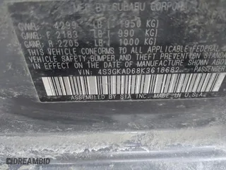 2019 Subaru Impreza Premium with VIN 4S3GKAD68K3618682, listed as a IAAI auction lot 41716804 with 101,063 mi miles. Bid and sale history available at carsss.com. Image 9.