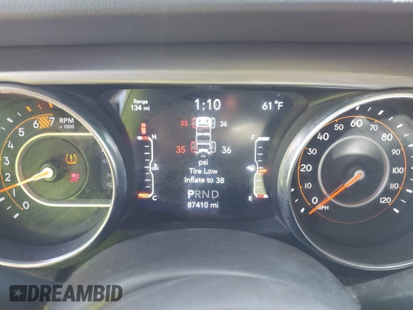 2019 Jeep Wrangler Unlimited Sahara with VIN 1C4HJXEN8KW591398, listed as a IAAI auction lot 42045071 with 87,410 mi miles and . Bid and sale history available at DreamBid. Image 7.