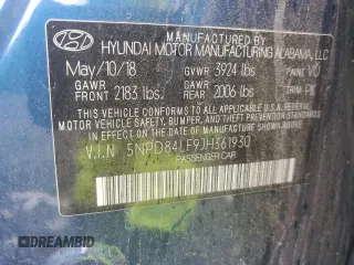 2018 Hyundai Elantra SEL z VIN 5NPD84LF9JH361930, wystawiony jako Copart lot #56931055 z przebiegiem 125 474 mil mil oraz Szkoda całkowita • Salvage title. Historia ofert i sprzedaży dostępna na DreamBid. Obrazek 12.