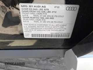 2023 Audi Q5 Premium with VIN WA1ABAFY2P2001869, listed as a IAAI auction lot 42401337 with 25,256 mi miles and . Bid and sale history available at DreamBid. Image 9.