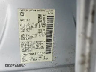 2020 Nissan Titan SV z VIN 1N6AA1FA3LN511567, wystawiony jako Copart lot #54921955 z przebiegiem 74 002 mil mil oraz Szkody całkowita. Historia ofert i sprzedaży dostępna na DreamBid. Obrazek 12.
